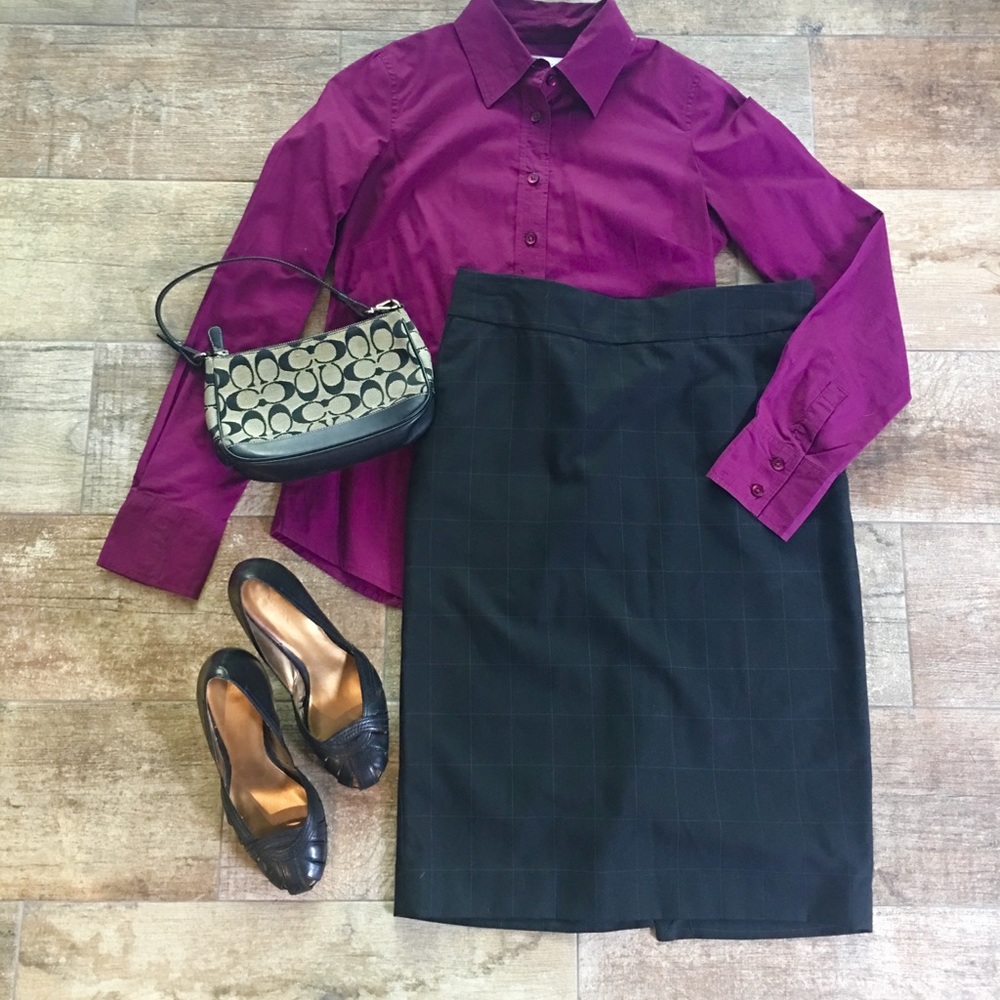 Old Navy Black Plaid Pencil Skirt